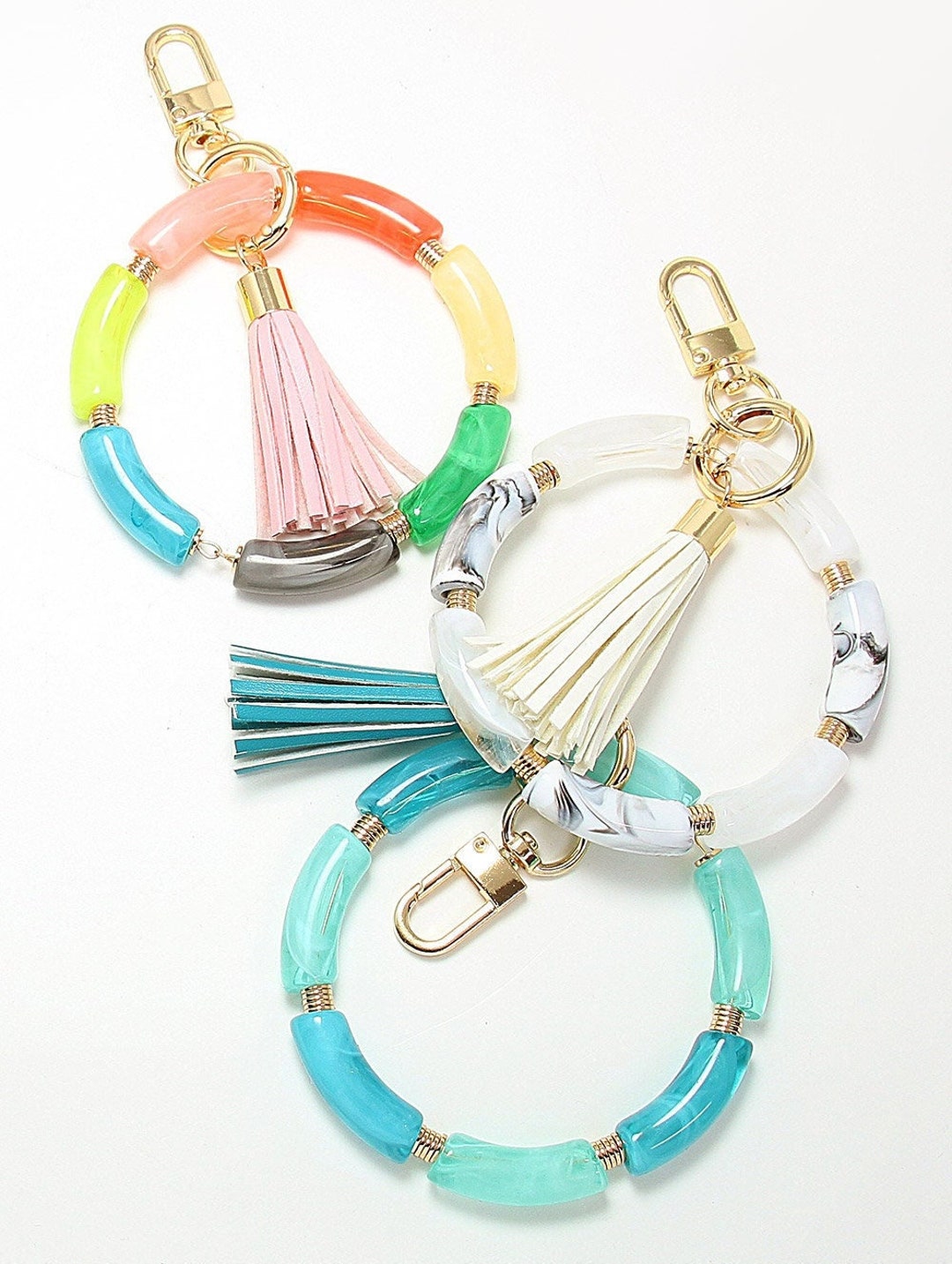 Bangle Key Ring Link With Tassel/ Wristlet Keychain, Bracelet Key Chain ...