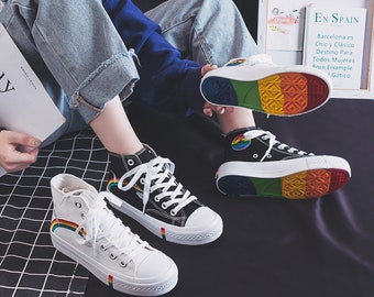 black converse rainbow laces