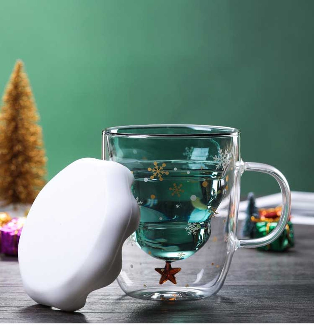 Christmas Tree Shaped Double Walled Glass Coffee Mug – Our Dining
