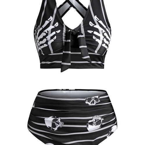 Gothic Swimsuit Plus Size Skeleton Swimsuit Goth Swimwear Etsy