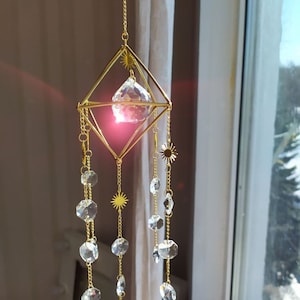 Suncatchers for windows, crystal light catcher, suncatchers prism, Angel Aura Quartz, sacred geometry hanging Suncatcher