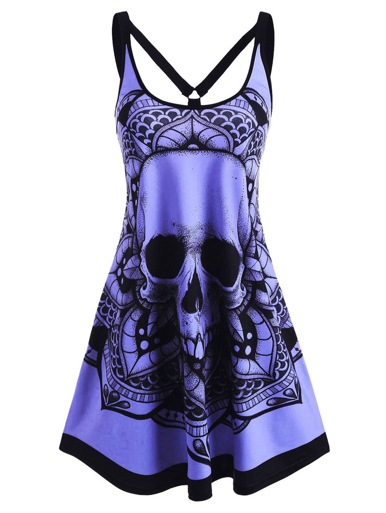 Goth Mini Dress Plus Size Skull Summer Dress Gothic Summer - Etsy