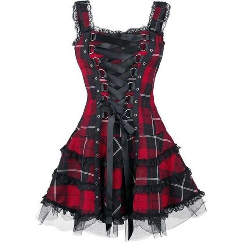 Kawaii Costume Cosplay Costume Gothic Dress Plus Size Gothic Dress Corset Frill Lace Dress Punk Mini Dress Sleeveless Goth Dress