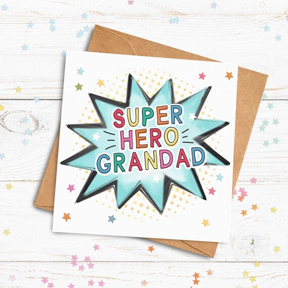 Super Hero Card. Personalised Father's Day Card. Super Hero Dad, Daddy, Step Dad, Grandad, Uncle, Brother Card.Send Direct Option.