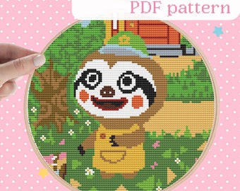 Kawaii The Roost ACNH Brewster Animal Crossing Cross Stitch PDF Pattern Beginner