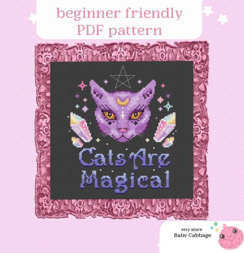 Pastel goth cross stitch pattern Creepy and Cute xstitch | Etsy