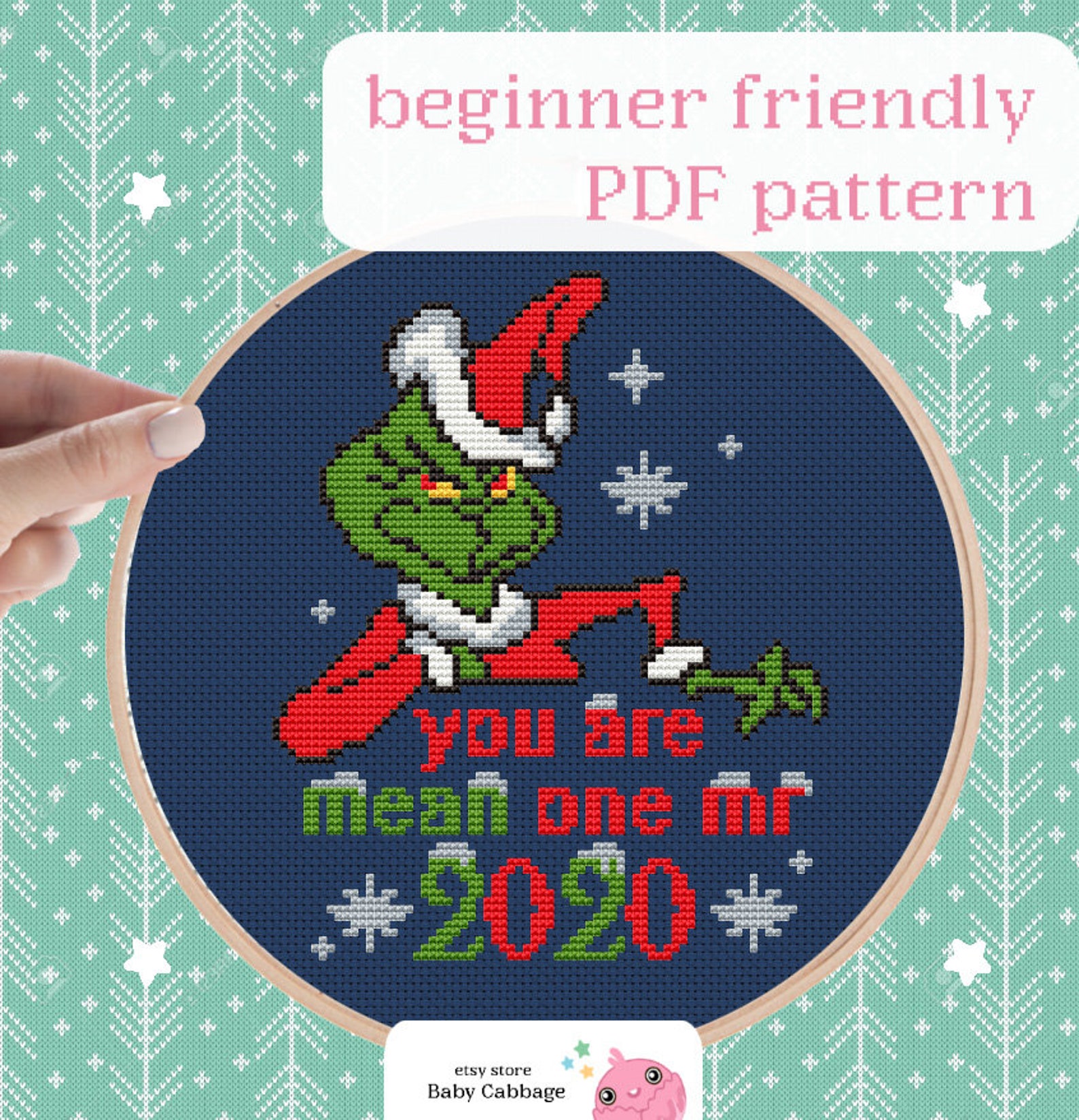 2020 Christmas Pattern Grinch Stealing Christmas Lights Etsy