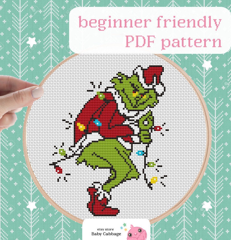 2020 Christmas Pattern Grinch Stealing Christmas Lights Etsy