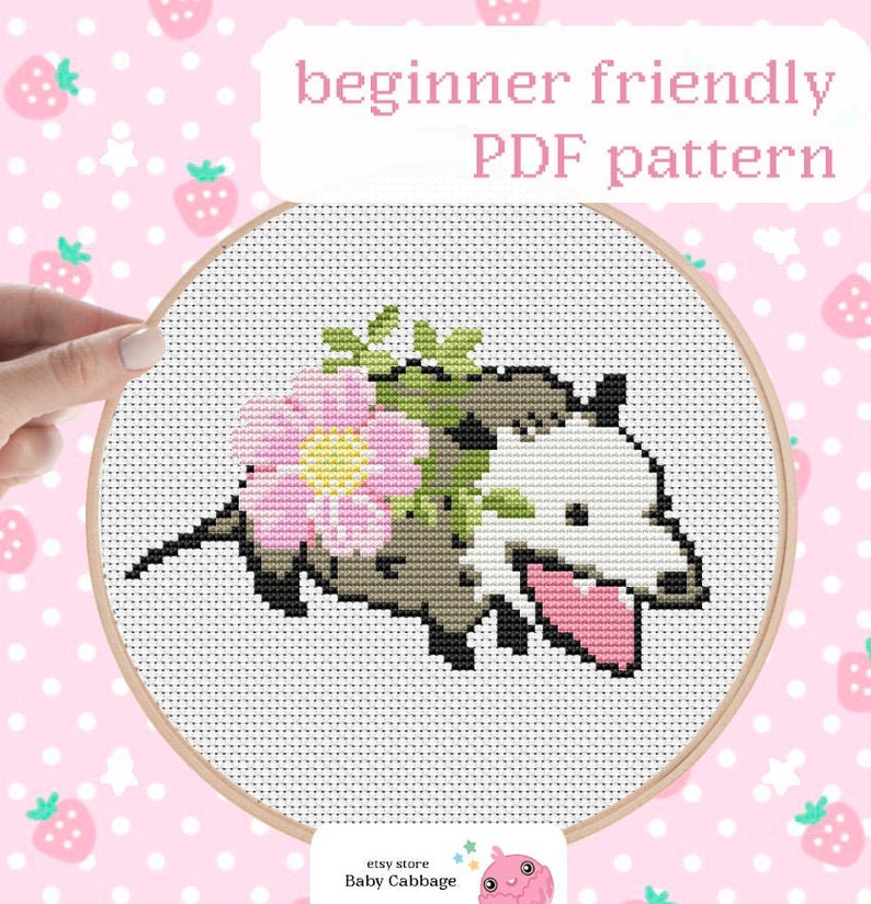 Cute Possum Cross Stitch Possum Cross Stitch Opossum | Etsy