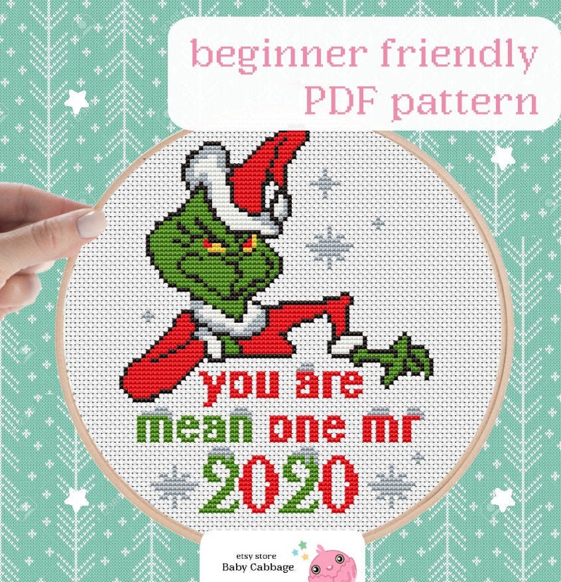 2020 Christmas Pattern Grinch Stealing Christmas Lights Etsy