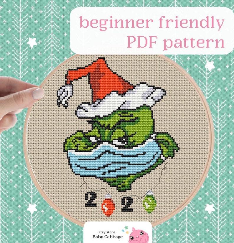 Grinch Cross Stitch Pattern Quarantined Ornament Grinch | Etsy