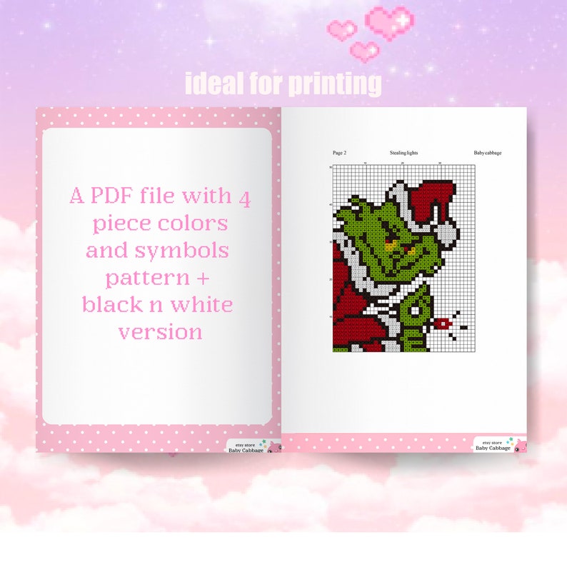 2020 Christmas Pattern Grinch Stealing Christmas Lights Etsy