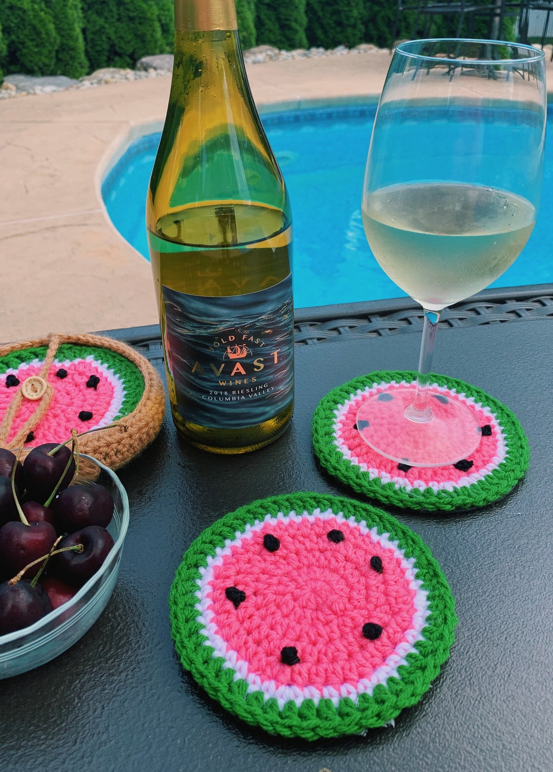 Crochet Watermelon Coasters With Foam Backing Etsy