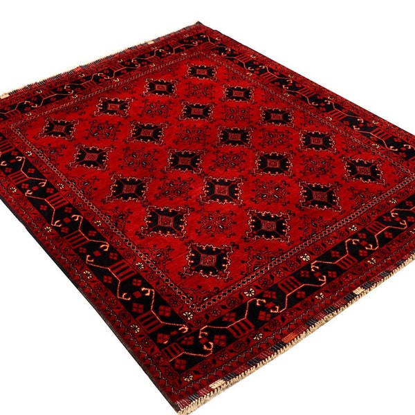 Multi Color Turkish Area Rug 5x7, Coffee Table Rug, Hand-knotted Silk Wool Rug, Low Pile Modern Rug, Bedroom Rug, Rug For Living Room