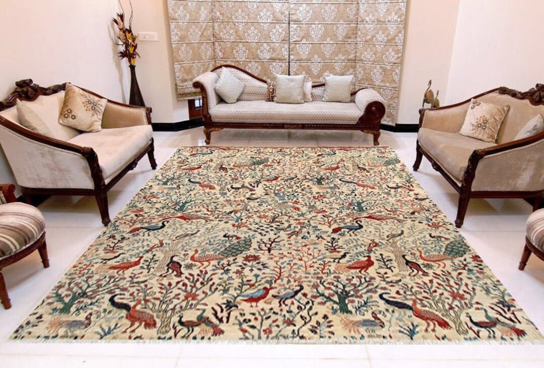 Oriental Silk Rug 9'2 X 12 Ft, Silk Wool Rug, Antique Hall Rug, Turkish