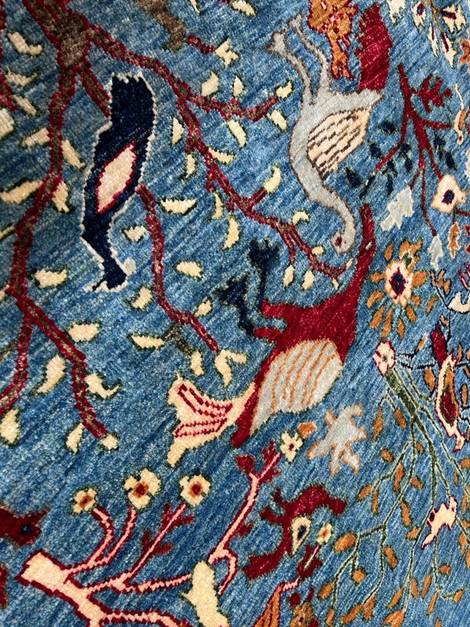 8x10 Oriental Peacock Rug Blue Animal Print Rug Turkish Oriental Wool