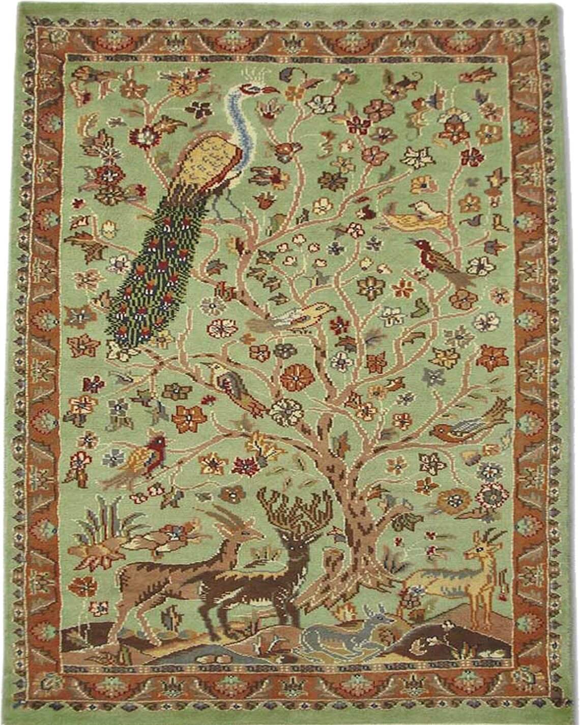 Persian Peacock Rug 3' X 5' Ft Handknotted Wall Etsy UK