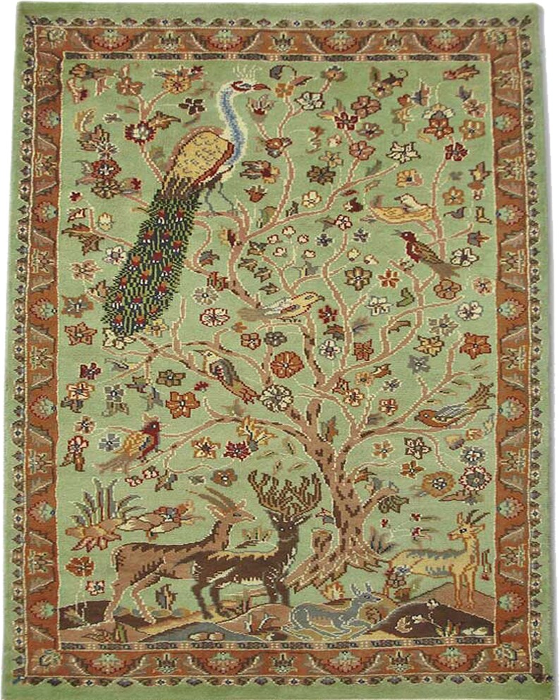 Vintage Peacock Rug 3' x 5' ft, Hand-knotted Wall hanging, Turkish Hand-knotted Rug, Area Wool Rug, Oushak Rug, Home Decor rug, Carpet image 3