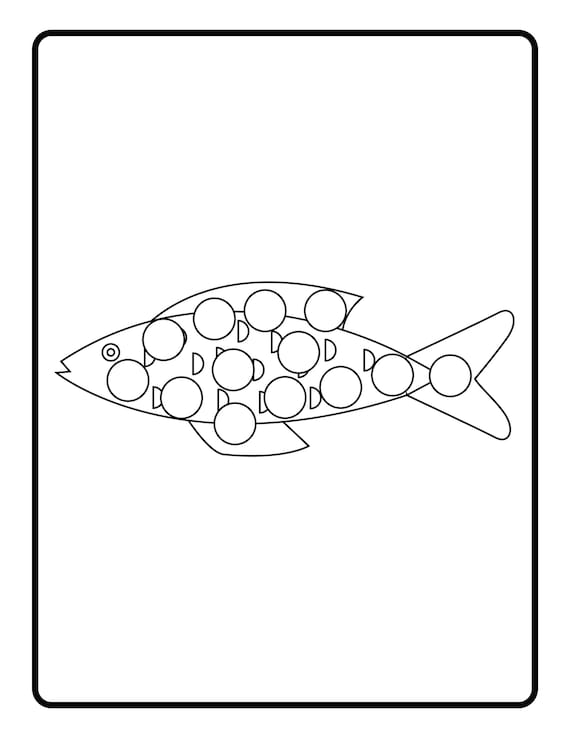 30 Children's Fish and Sea Animals Dot Marker Coloring Pages for