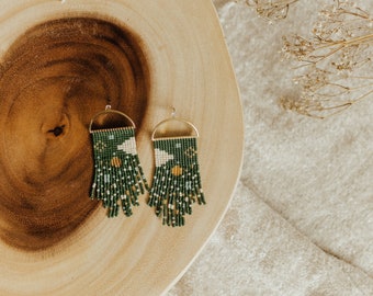Alderly / Nature Inspired Seed Beaded Earrings / Native seed bead earrings / Bohemian dangle earrings / Gift for her / Made in Oregon
