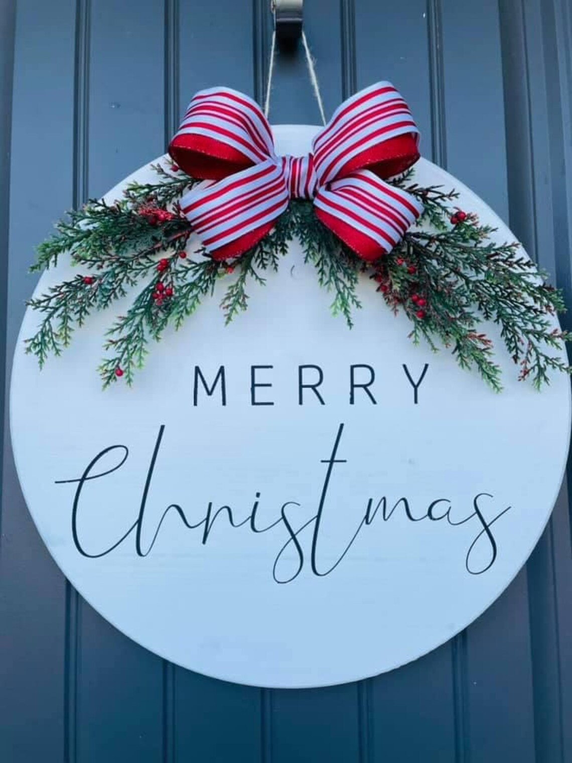 Merry Christmas Door Hanger Etsy