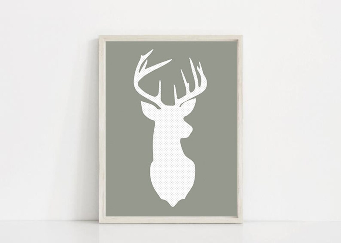 Deer Print Wall Art Printable Art Deer Head Nursery Decor Etsy