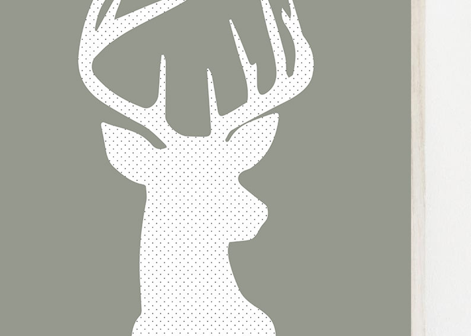 Deer Print Wall Art Printable Art Deer Head Nursery Decor Etsy