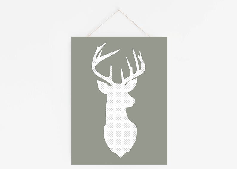 Deer Print Wall Art Printable Art Deer Head Nursery Decor Etsy