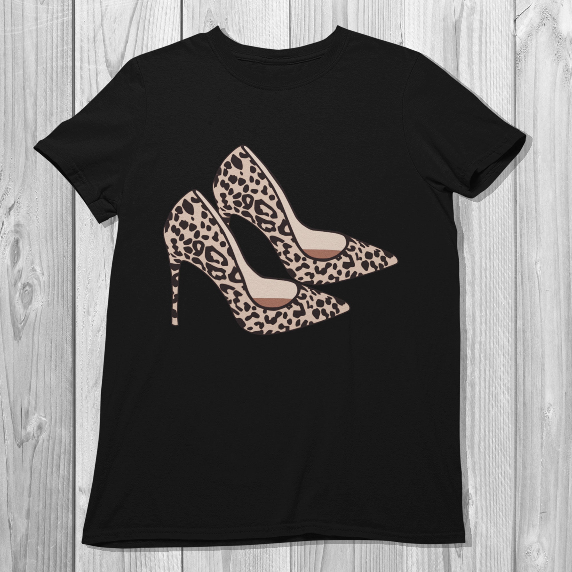 Leopard Print Heels Shirt Cheetah 
