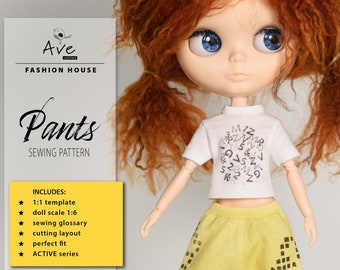 BLYTHE DOLL PANTS Sewing Pattern. Blythe Doll Clothes Digital Download. sweatpants doll pdf sewing pattern. Blythe clothes pattern.