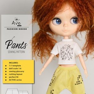 BLYTHE DOLL PANTS Sewing Pattern. Blythe Doll Clothes Digital Download. sweatpants doll pdf sewing pattern. Blythe clothes pattern.