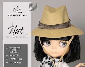 DOLL HAT Sewing Pattern TUTORIAL. Blythe Doll Clothes Sewing Pattern Digital Download pdf. doll sewing pattern. pdf pattern.
