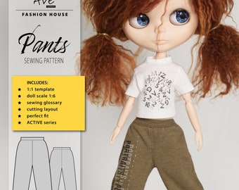 BLYTHE DOLL PANTS Sewing Pattern. Blythe Doll Clothes Digital Download. sweatpants doll pdf sewing pattern. Blythe clothes pattern.