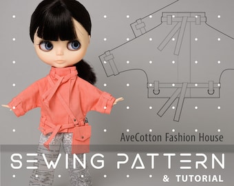 Blythe Doll Digital Download pdf Blythe clothes pattern. doll sewing pattern BLYTHE JACKET Sewing Pattern TUTORIAL