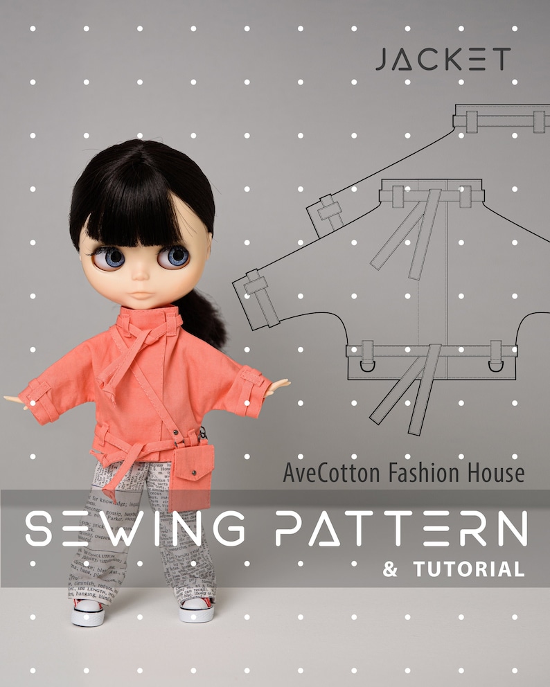 Blythe Doll Digital Download pdf Blythe clothes pattern. doll sewing pattern BLYTHE JACKET Sewing Pattern TUTORIAL