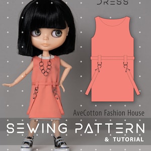 BLYTHE DRESS Sewing Pattern TUTORIAL. Blythe Doll Clothes Sewing Pattern Digital Download pdf.  doll sewing pattern. Blythe clothes pattern.