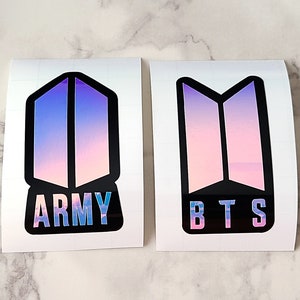 BTS Army Vinyl Sticker Decal Holographic | ARMY | Opal | Laptop | Waterpoof | Weatherproof | KPOP | Car | Window