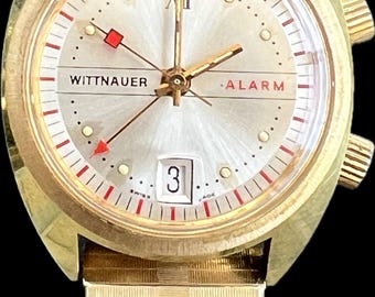 Orologio da polso da uomo con allarme manuale Wittnauer degli anni '60