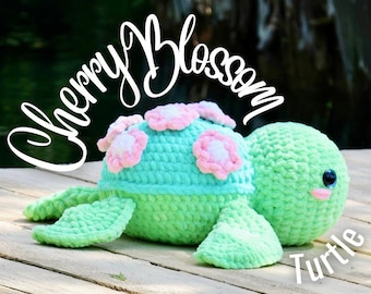 Crochet Pattern Cherry Blossom Turtle (Jumbo), Amigurumi Tutorial in English, PDF Download