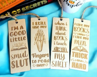 Spicy Smut Birch Wood Bookmark, Custom Engraved Bookmark, Booktok Gift