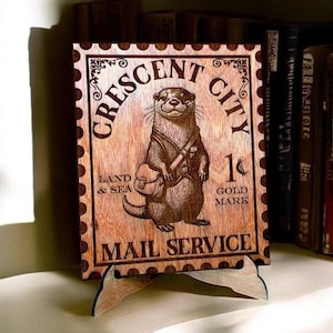 Crescent City Mail Service Otter Hand Finished Wooden Postage Stamp Shelf Sitter