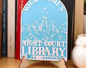 Personalized Night Court Library Sign, 3D Printed Book Decor