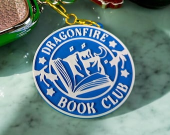 Book Club Bag Charm, Dragonfire Theme, Bookish Keychain Accessory