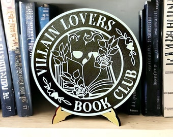 3D Printed Book Club Sign, Color 3D Printed Decor with Baltic Birch Stand