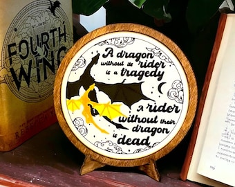 Fourth Wing Bookshelf Sign, Dragon Without a Rider, Bookish Decor