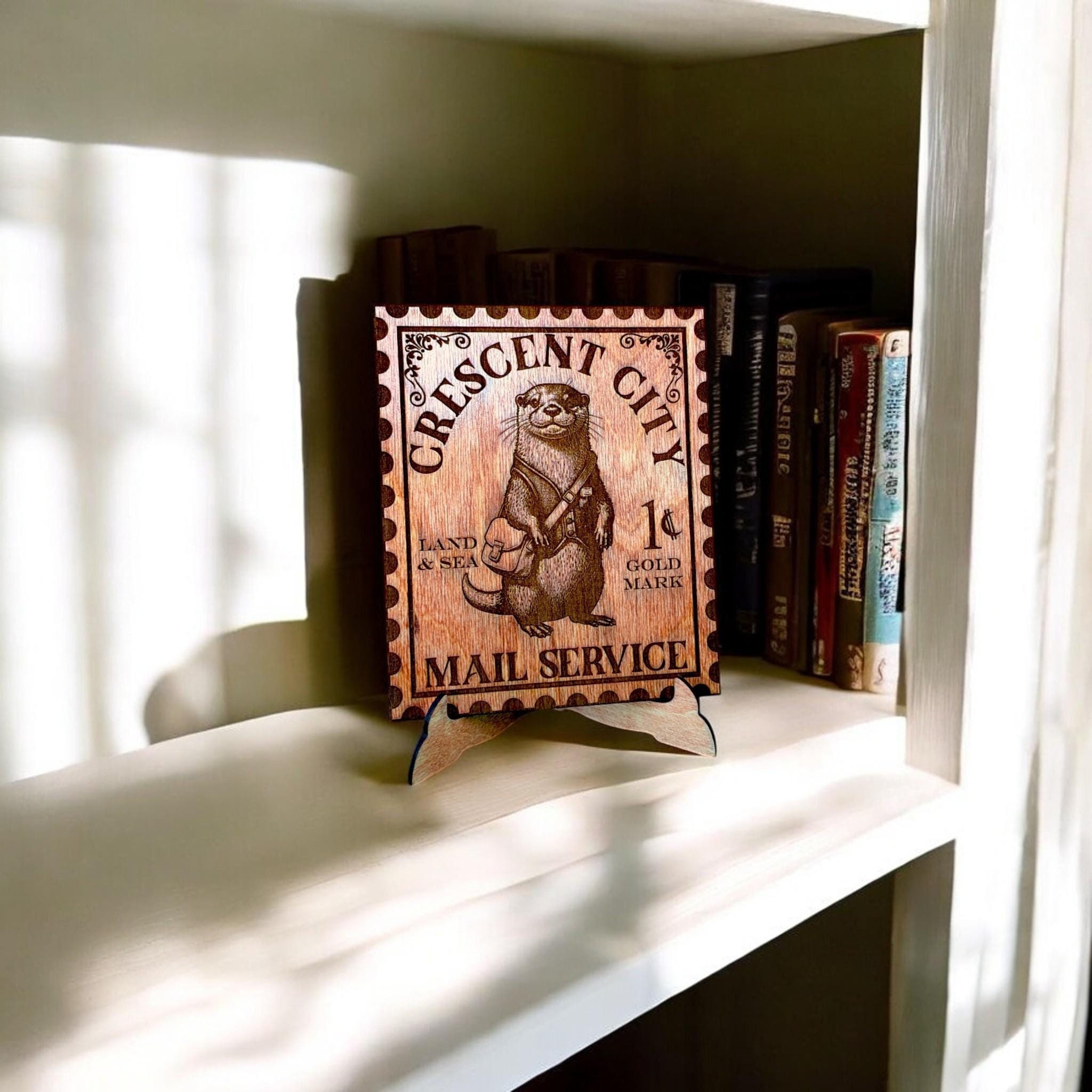 Crescent City Mail Service Otter Hand Finished Wooden Postage Stamp Shelf Sitter