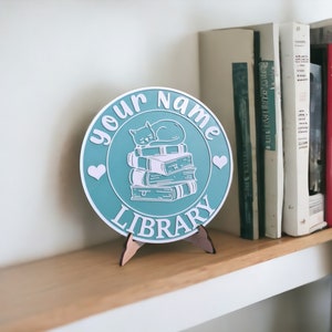 Name Library Sign Bookshelf Sign Personalized Color 3D Printed Bookish Decor for Book Nook with Stand, Book Lover Gift, Reader Gift image 9