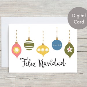 Cartão Feliz Navidad, cartão de Feliz Natal em espanhol, digital, para impressão, download instantâneo, para download, para impressão, 5x7