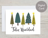 Feliz Navidad card, Merry Christmas card in spanish, digital, printable, instant download, downloadable, printable, 5x7