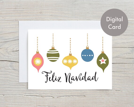 Feliz Navidad Card Merry Christmas Card in Spanish Digital | Etsy
